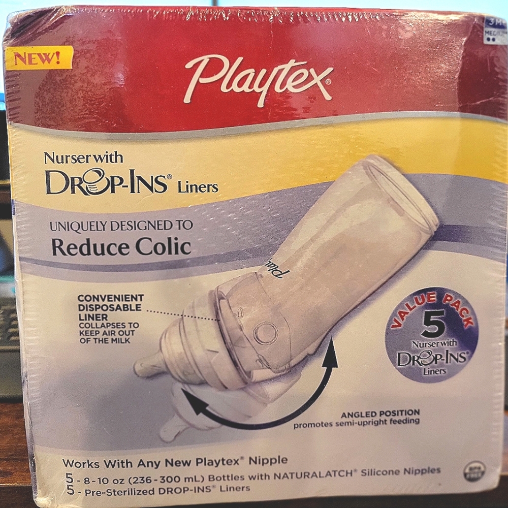 🌟 2 for 10% off - Playtex Nurser (5) Drop Ins Liners & (5) 8-10oz Bottles, 3M+